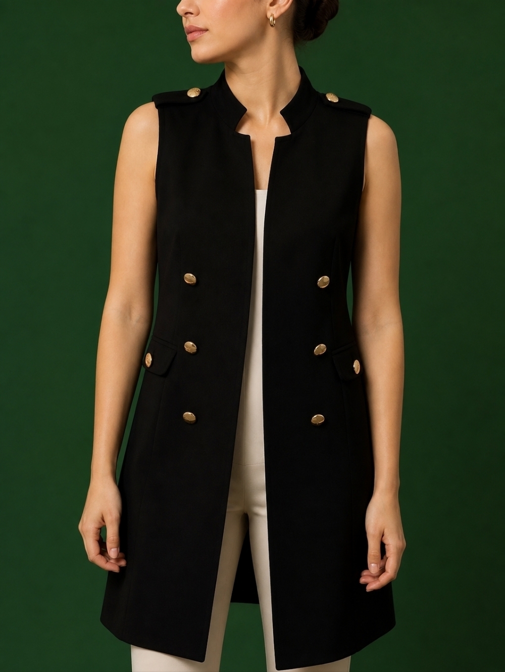 CALVIN KLEIN Black Topper Uniform Suit Vest Small